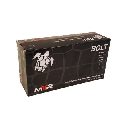 Mtr Bolt, Disposable Gloves, 5 Mil Palm, Nitrile, Powder-Free, XXL, 100 PK, Black MTR-73006-BX
